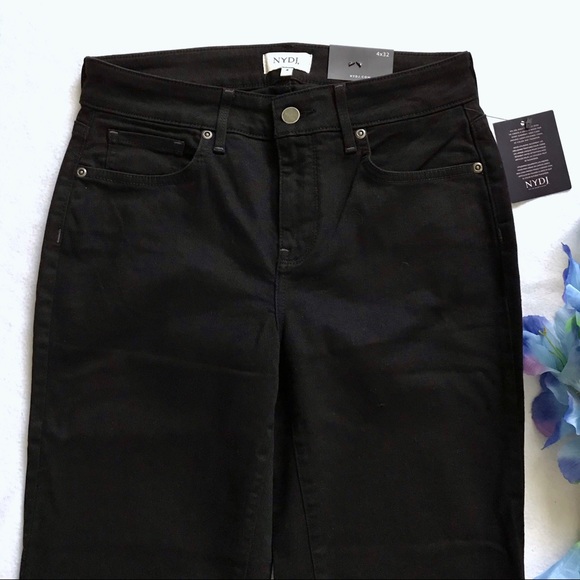 NYDJ NWT Black Marilyn Straight Leg Jeans Women Size 4 - Picture 3 of 10